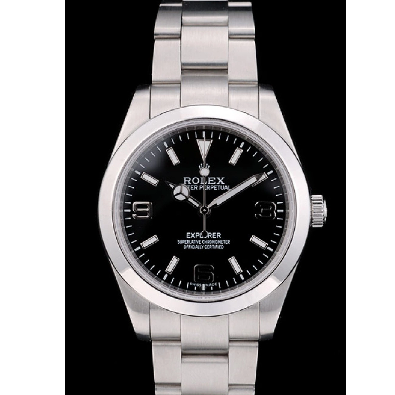Stainless Rolex Explorer Steel Bezel Dial Black 41984 0727